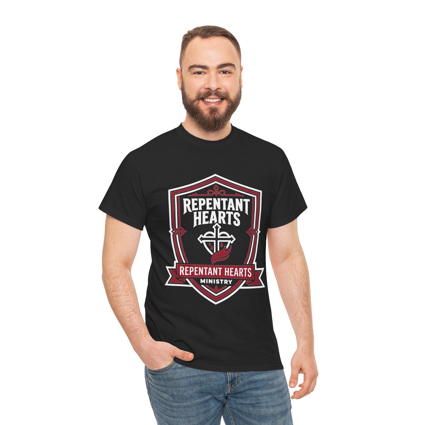 Rev 2:5 T-Shirt- Repentant Hearts Ministry Tee — RHM Logo & Menorah Back Print