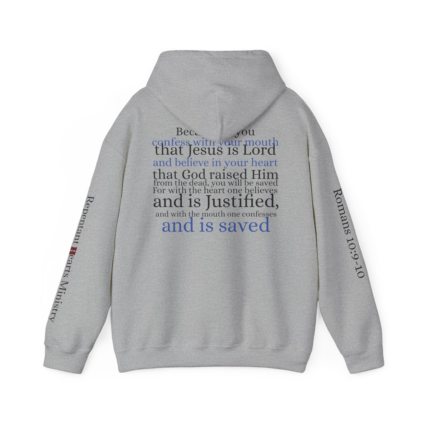 Forgiveness Hoodie (Romans 10:9-10)— Christian Scripture Faith Pullover