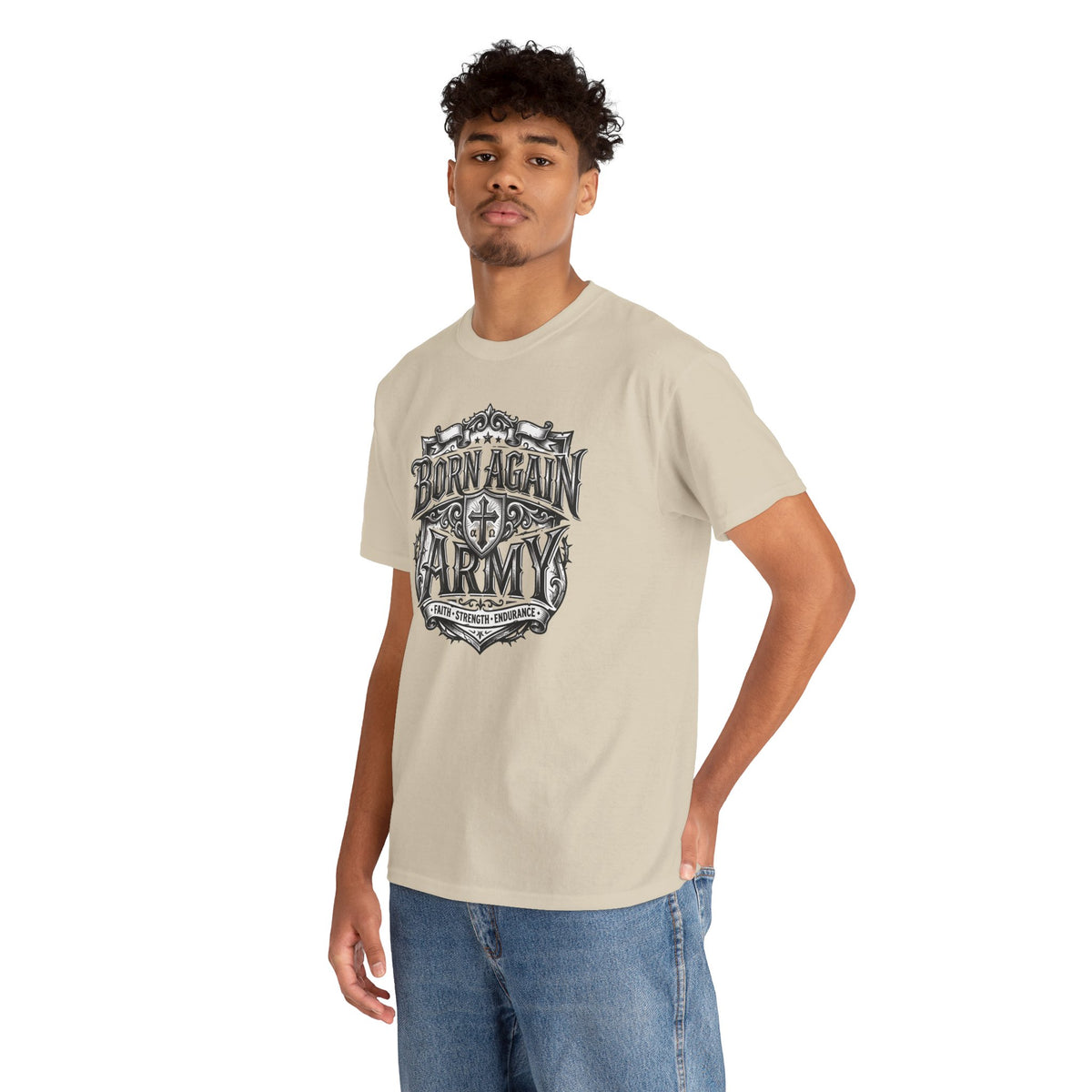 Born Again Army T-Shirt — Christian Faith Graphic Tee (1 Peter 1:23)