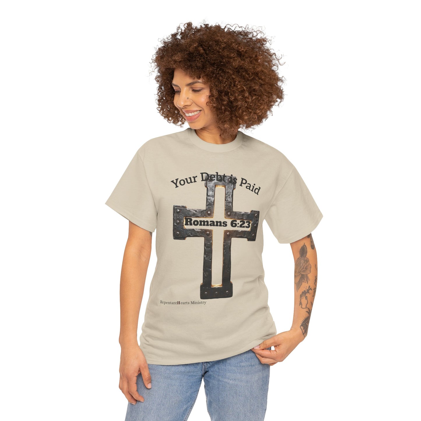 Your Debt Is Paid Romans 6:23 Inspirational- Christian Cross T-Shirt