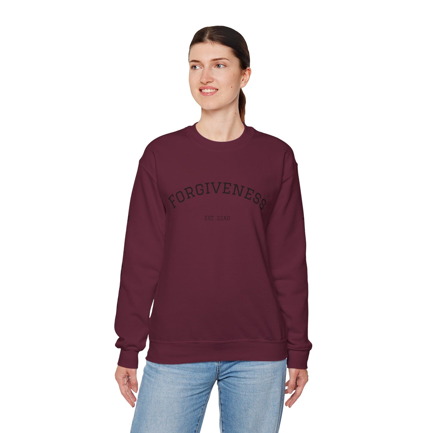 Forgiveness Crewneck Sweatshirt (Romans 10:9) — Christian Faith Verse Pullover