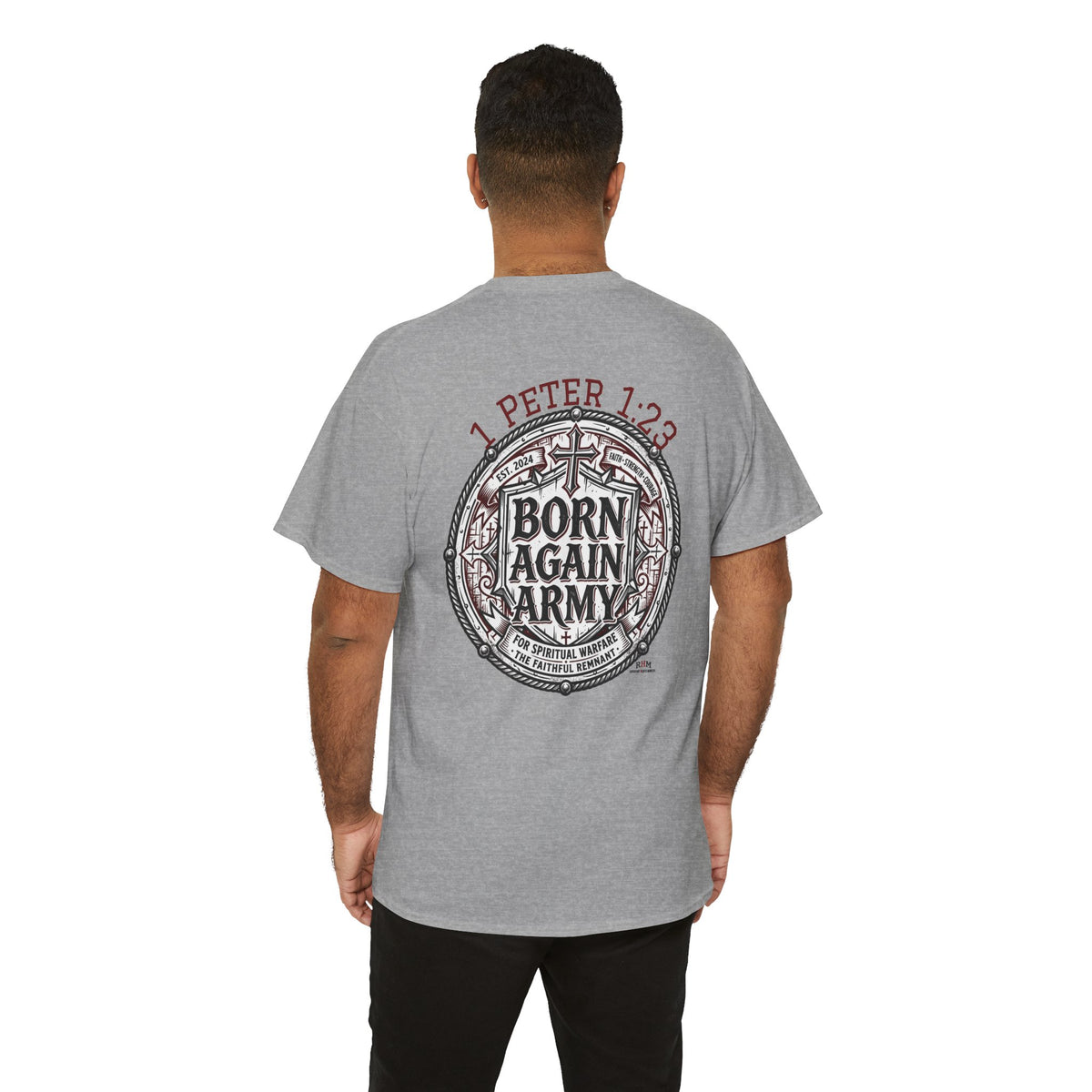 Born Again Army T-Shirt — Christian Faith Graphic Tee (1 Peter 1:23)