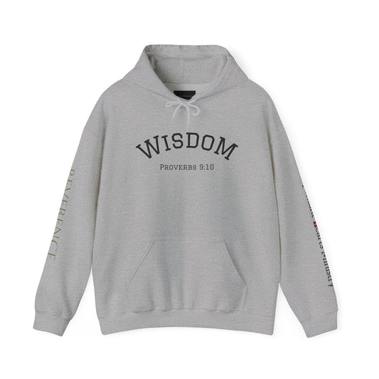 "Wisdom" Fear the Lord Proverbs 9:10 Hoodie — Scripture "Reverence"