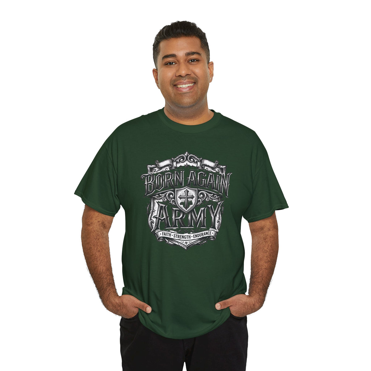 Born Again Army T-Shirt — Christian Faith Graphic Tee (1 Peter 1:23)