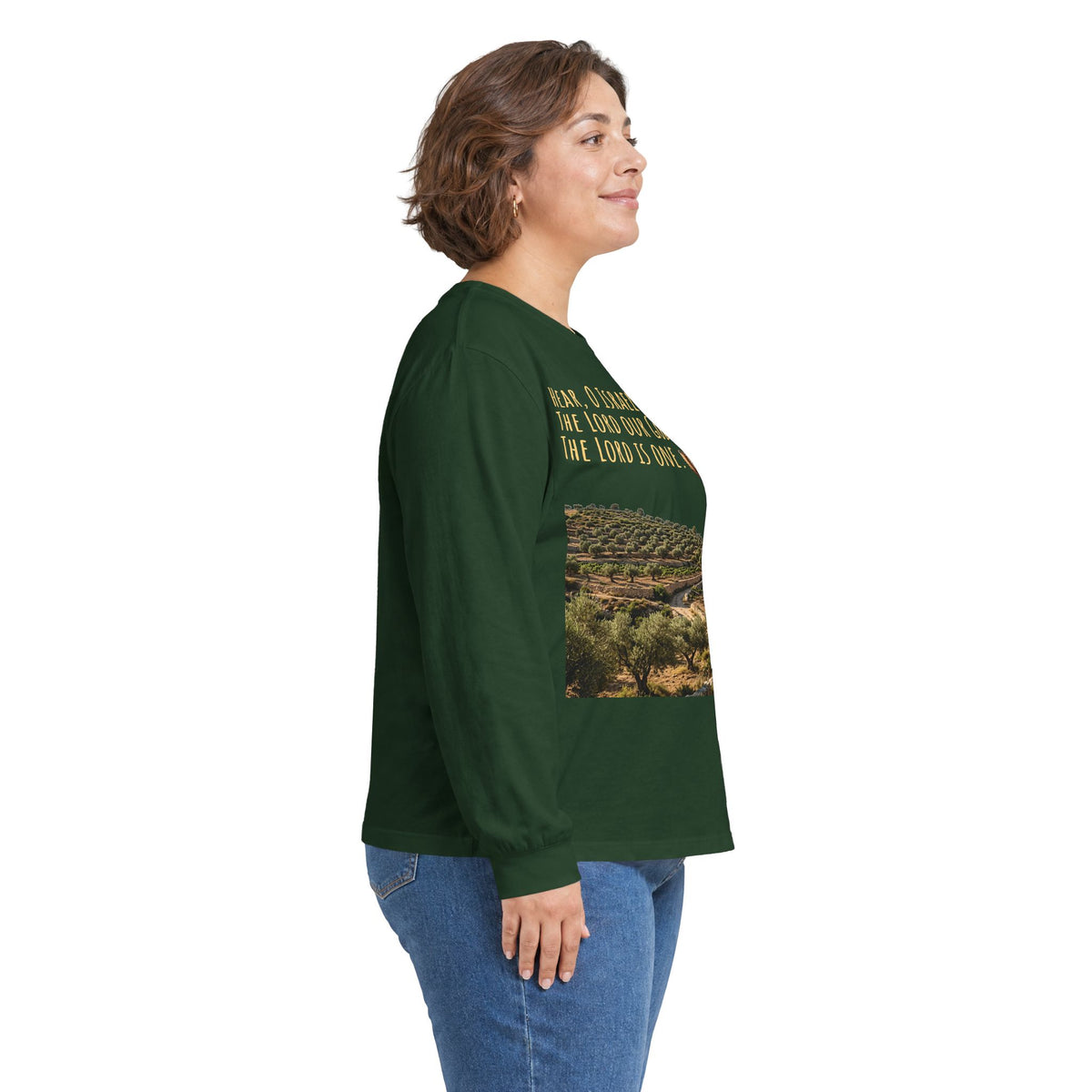 Shema Prayer: Hear, O Israel Long Sleeve T-shirt — Blowing the shofar