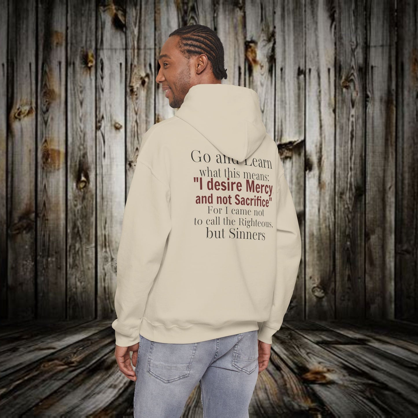 Mercy Hoodie — (Matthew 9:13) 'I Desire Mercy' Scripture Pullover