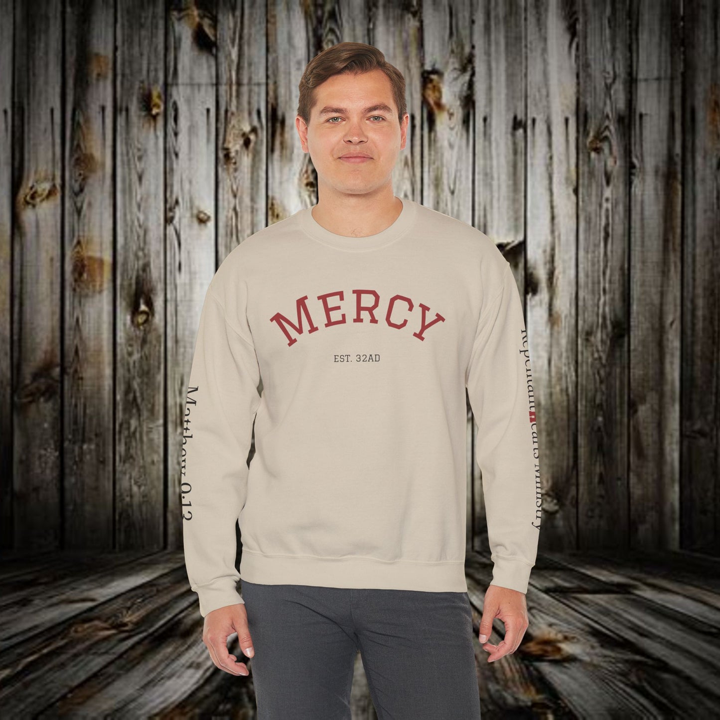 Mercy Crewneck Sweatshirt (Matthew 9:13) — "I Desire Mercy, Not Sacrifice" Inspirational Bible Verse Sweatshirt