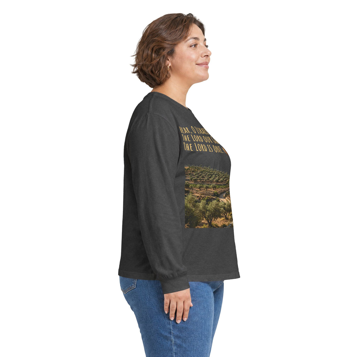 Shema Prayer: Hear, O Israel Long Sleeve T-shirt — Blowing the shofar