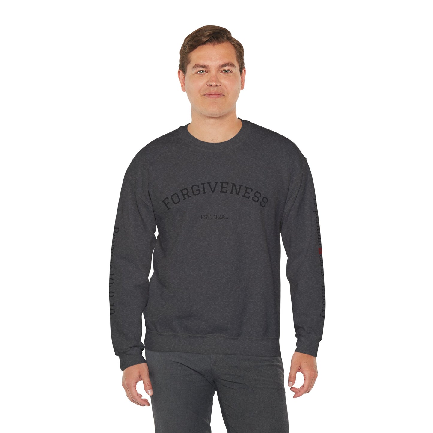 Forgiveness Crewneck Sweatshirt (Romans 10:9) — Christian Faith Verse Pullover