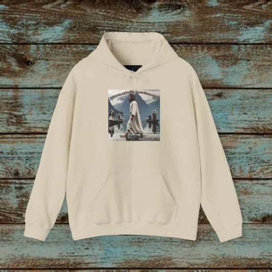 Matt 4:19 - Jesus Image- Unisex Heavy Blend™ Hooded Sweatshirt - Scriptural Mountain Design