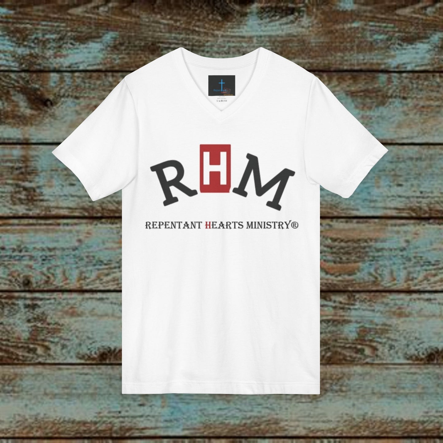 Biblical Womens 'I AM' V-Neck Tee - Repentant Heart Ministry & Lion and Lamb Design