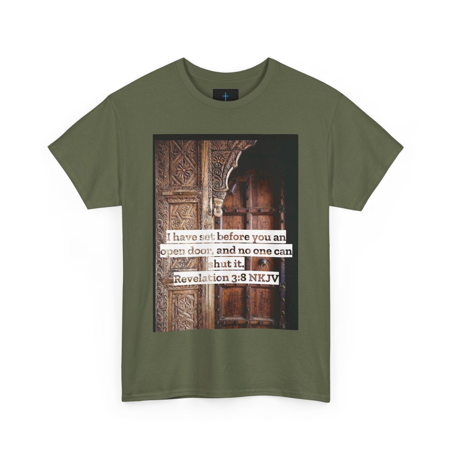 Open Door Unisex Heavy Cotton Tee - Biblical Revelation 3:8 NKJV Design
