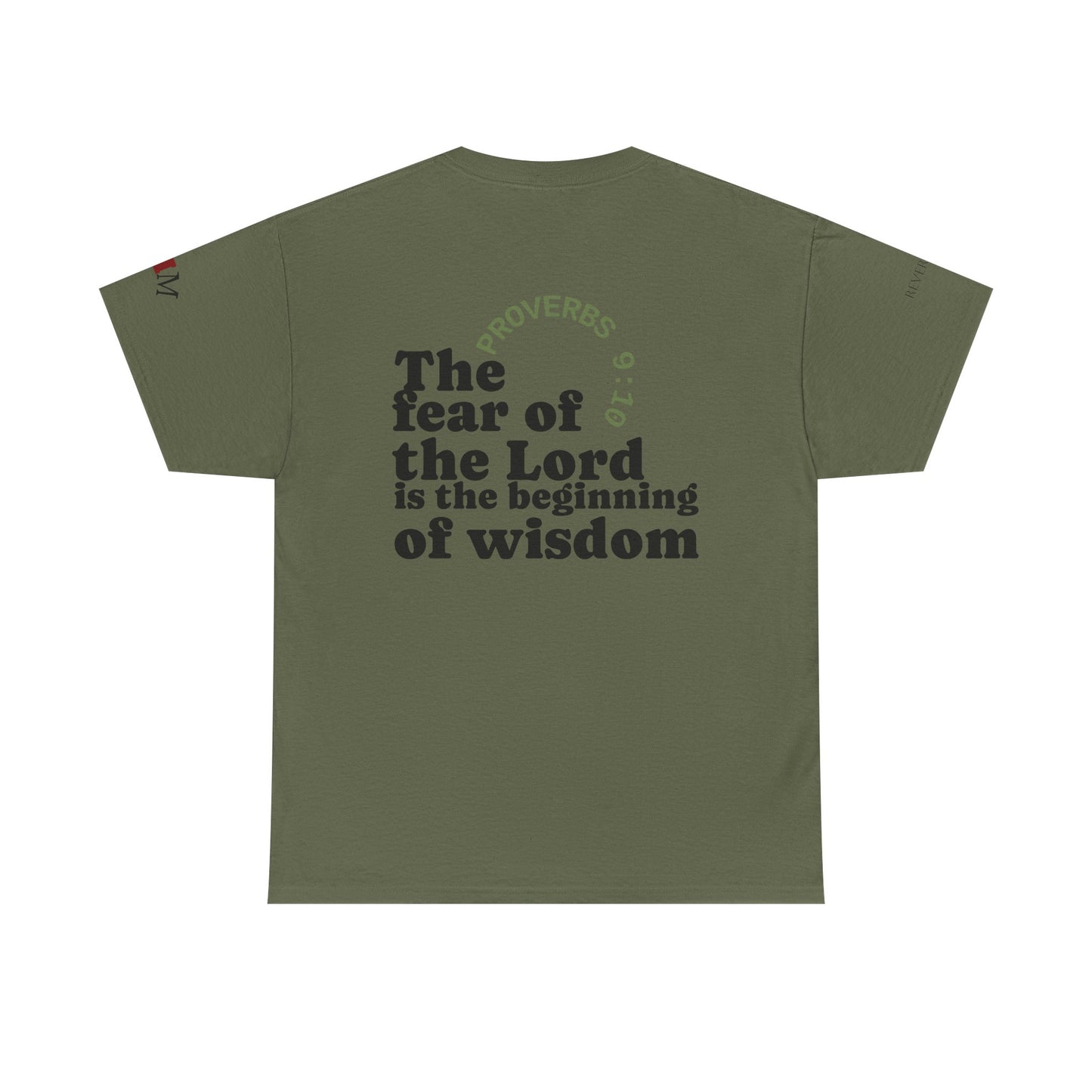"Wisdom" Proverbs 9:10 T-shirt — "The fear of the Lord is the beginning of wisdom" Christian Scripture
