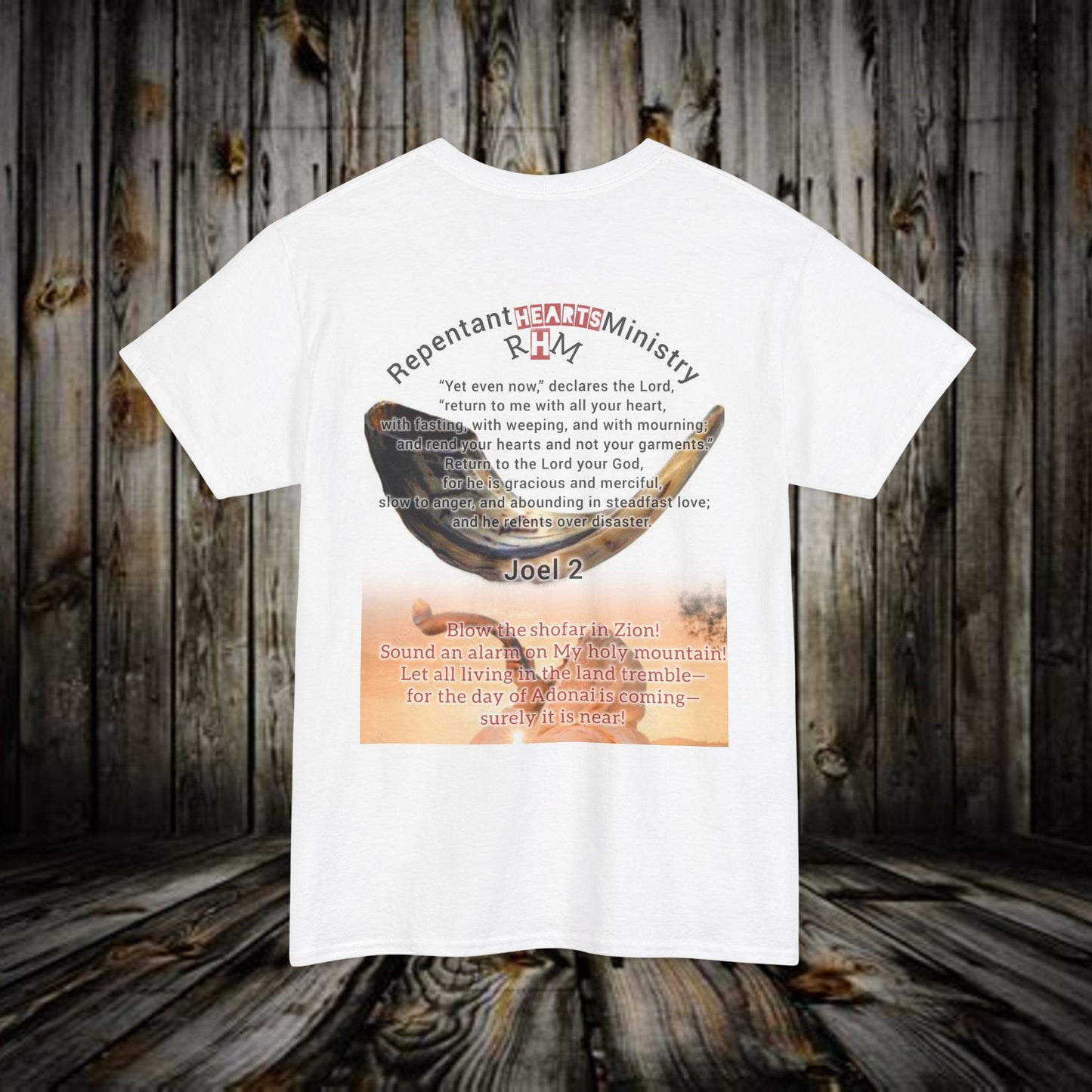 Biblical- Repentant Hearts Ministry T‑Shirt —  Christian Tee with Scripture & Shofar Design