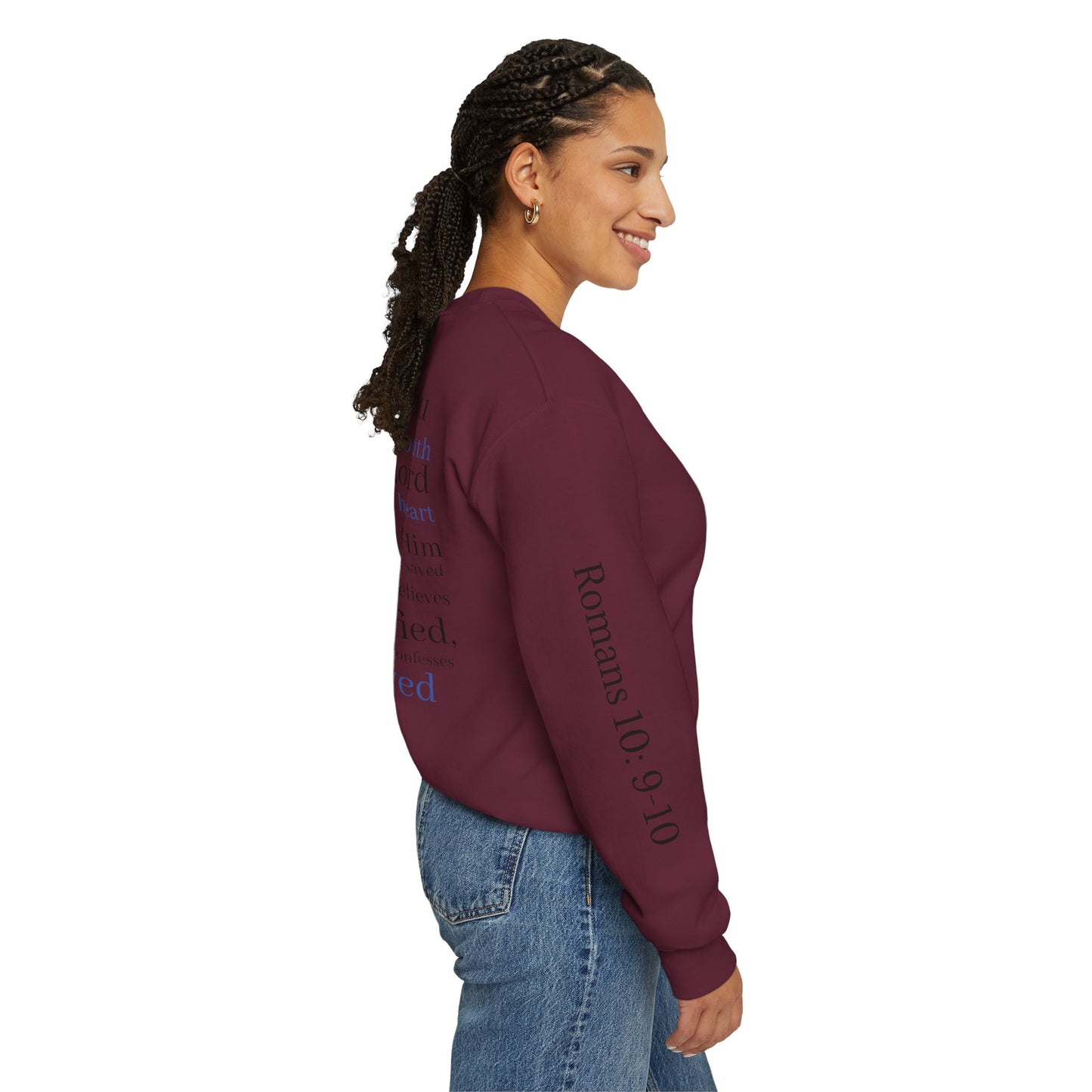 Forgiveness Crewneck Sweatshirt (Romans 10:9) — Christian Faith Verse Pullover