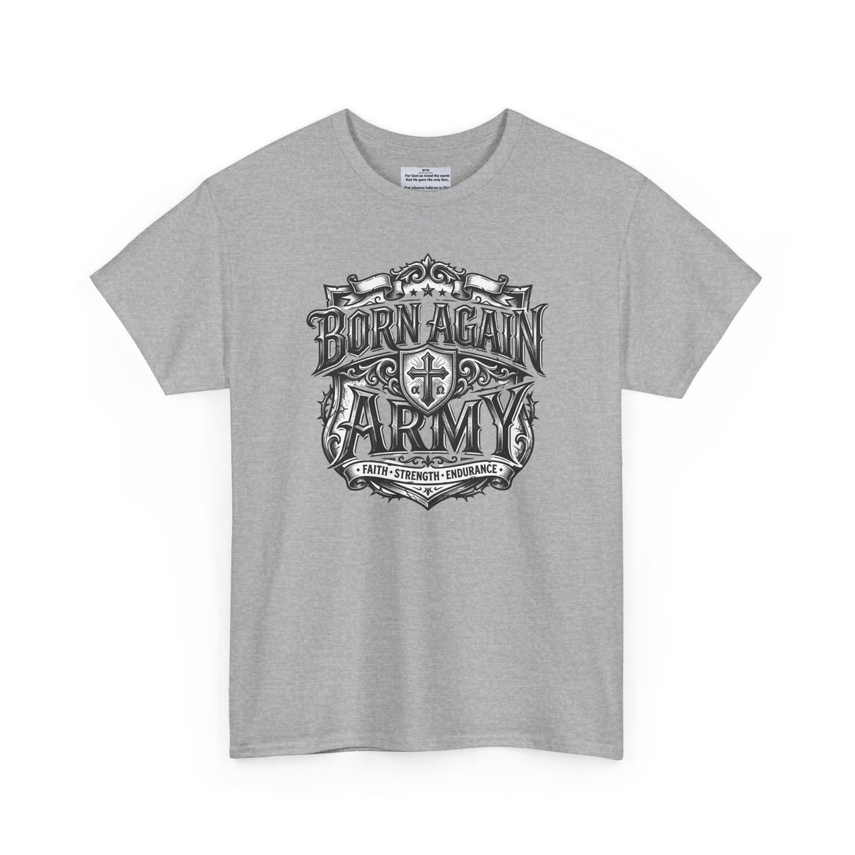 Born Again Army T-Shirt — Christian Faith Graphic Tee (1 Peter 1:23)