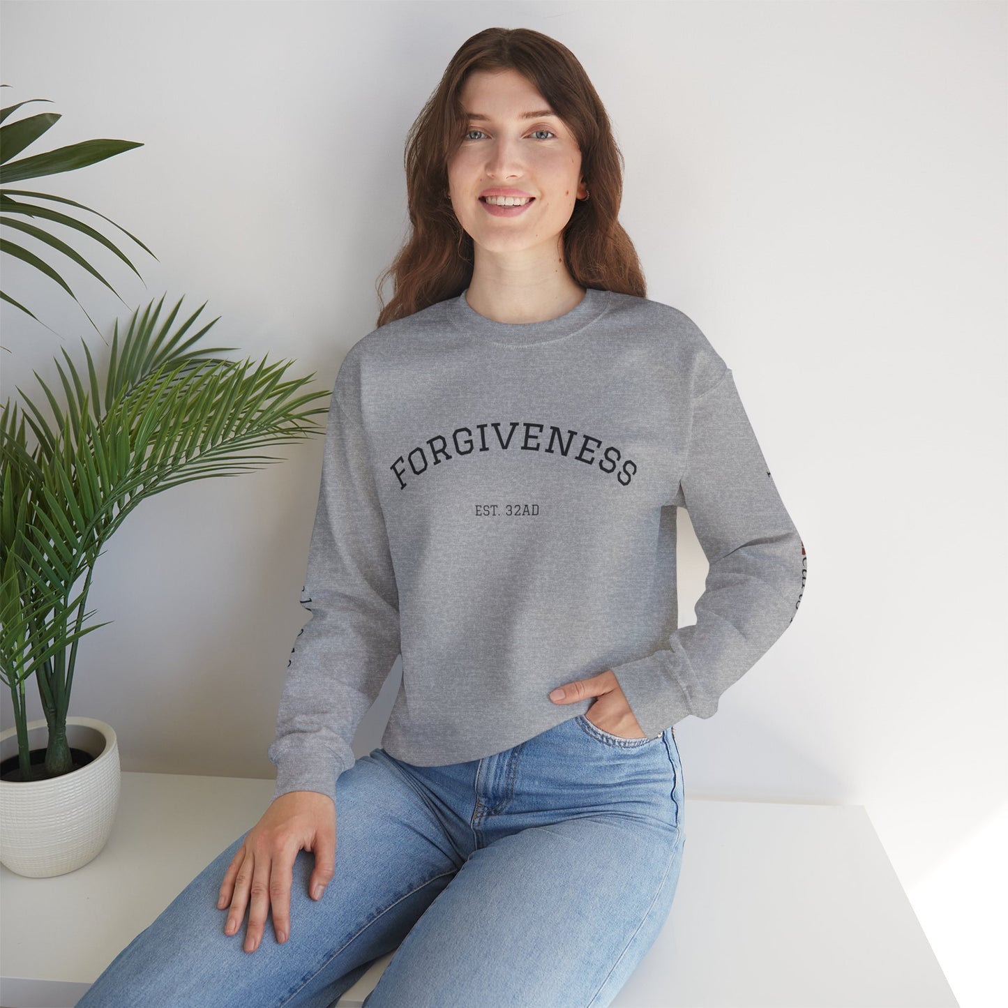 Forgiveness Crewneck Sweatshirt (Romans 10:9) — Christian Faith Verse Pullover