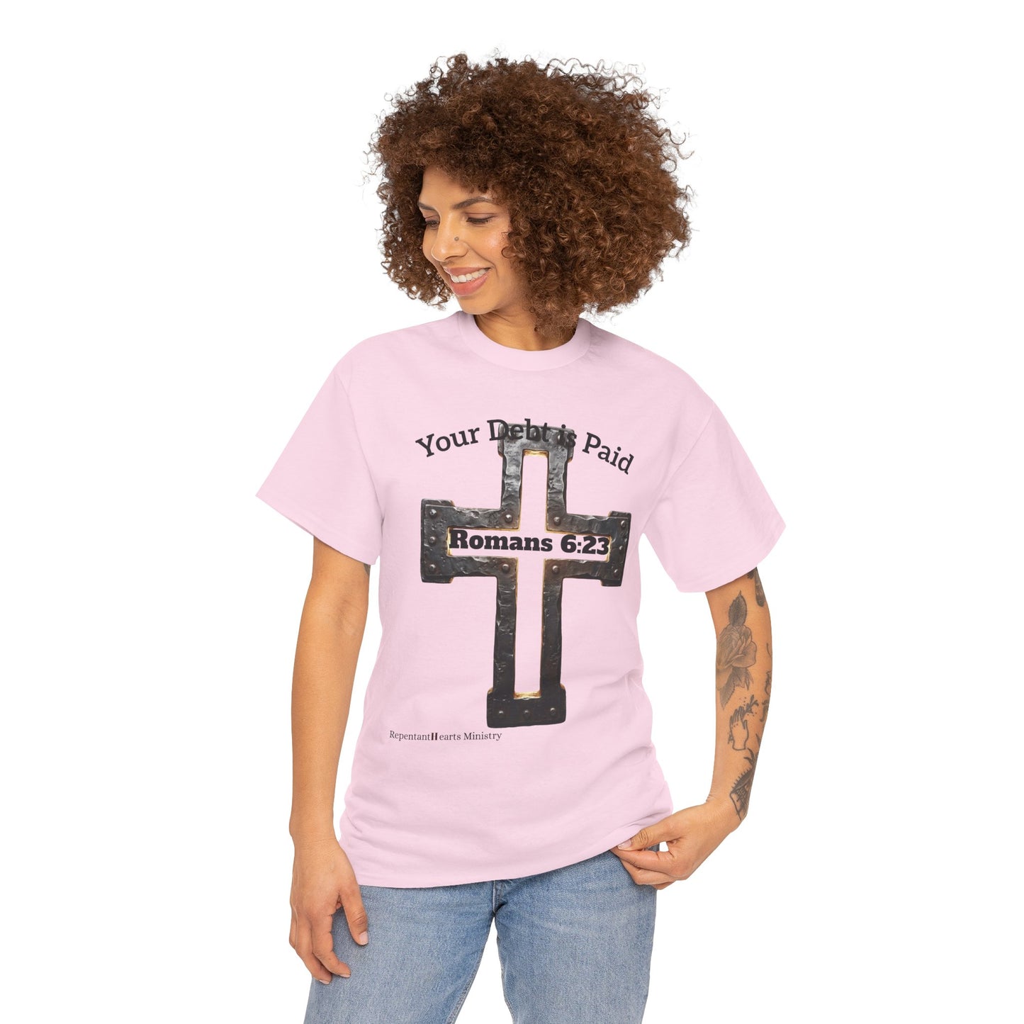 Your Debt Is Paid Romans 6:23 Inspirational- Christian Cross T-Shirt