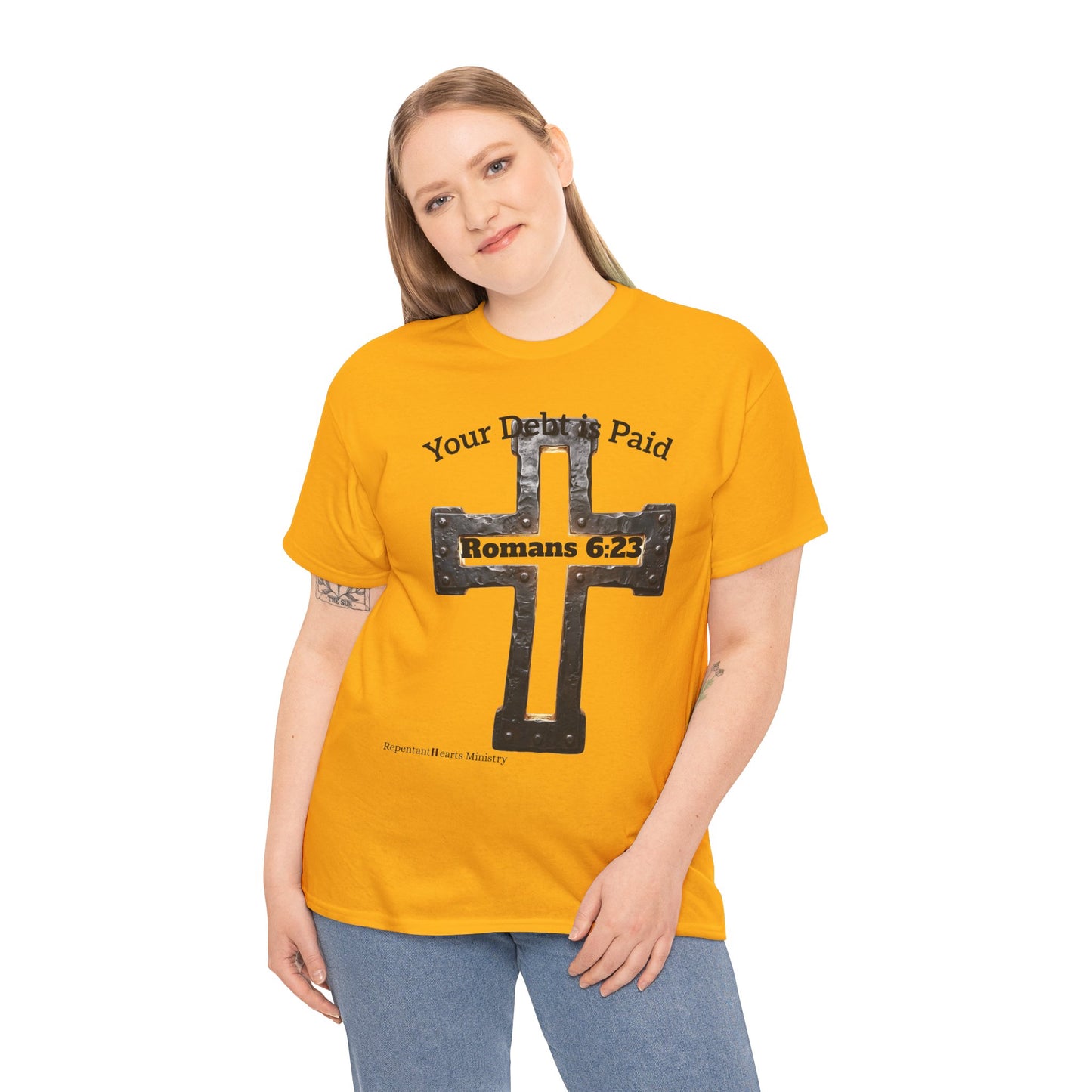Your Debt Is Paid Romans 6:23 Inspirational- Christian Cross T-Shirt