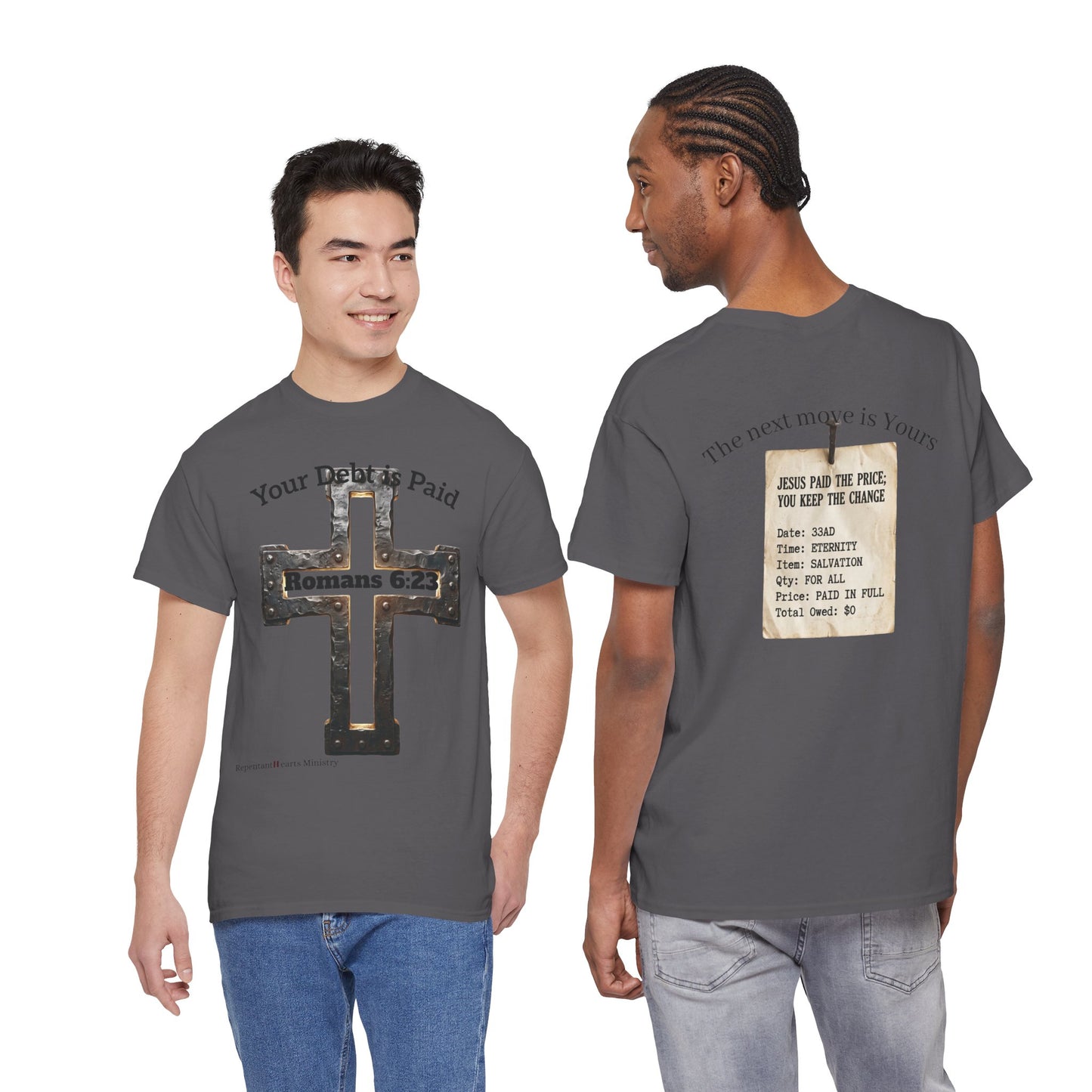 Your Debt Is Paid Romans 6:23 Inspirational- Christian Cross T-Shirt