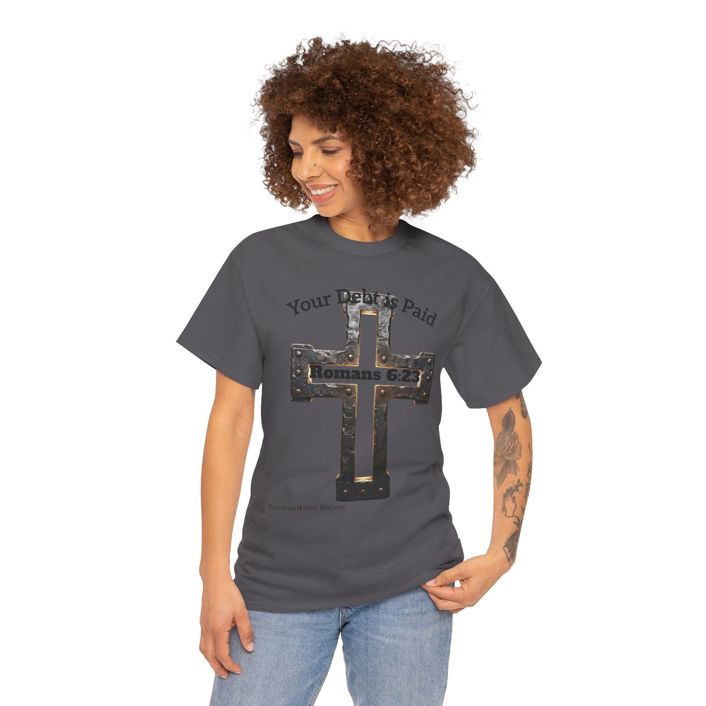 Your Debt Is Paid Romans 6:23 Inspirational- Christian Cross T-Shirt