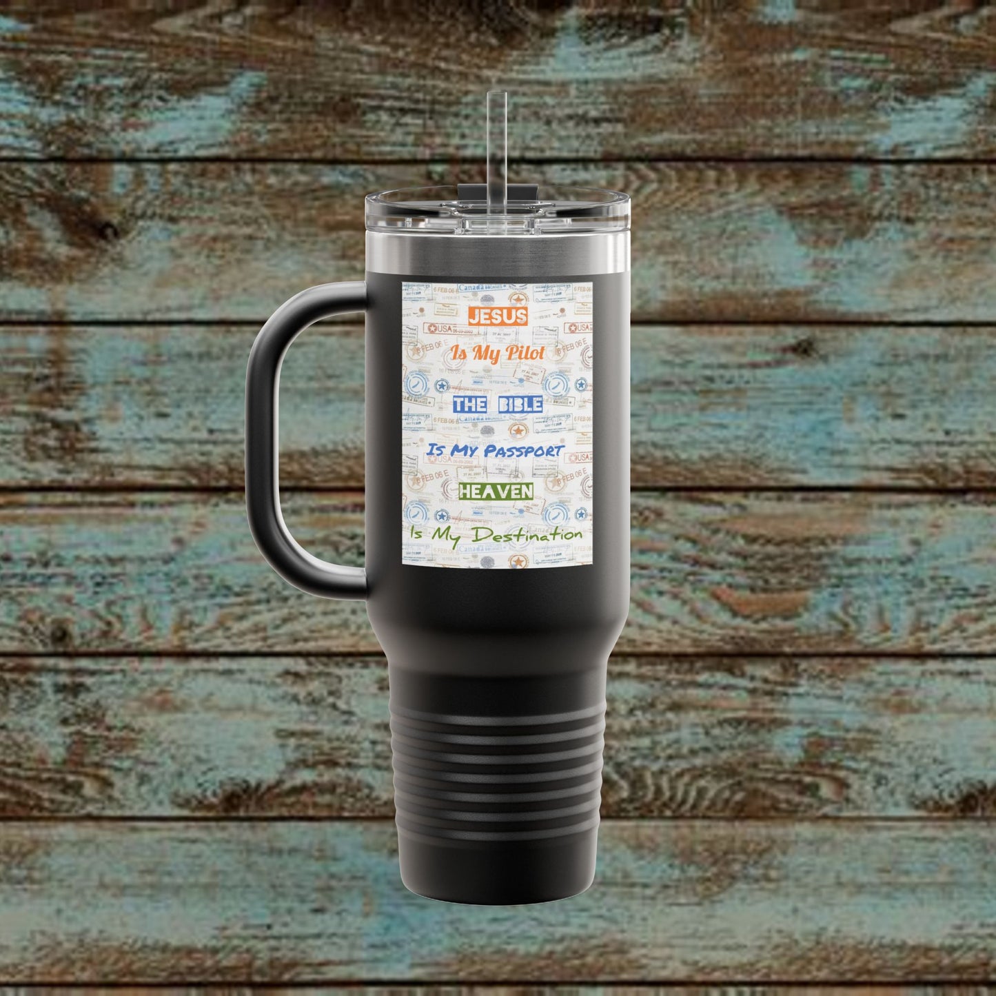 Faith Based Insulated Travel Mug – 40oz | Jesus is My Pilot Design | Perfect for Travelers & Pilots