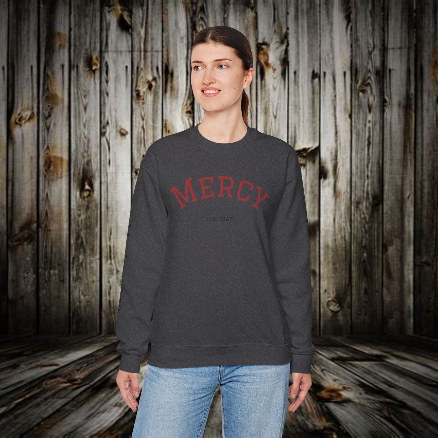 Mercy Crewneck Sweatshirt (Matthew 9:13) — "I Desire Mercy, Not Sacrifice" Inspirational Bible Verse Sweatshirt