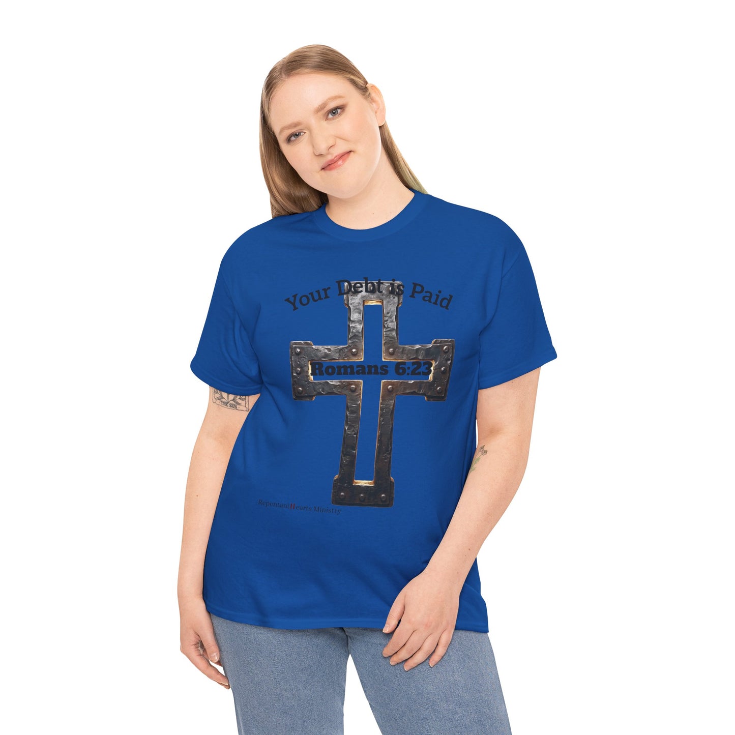 Your Debt Is Paid Romans 6:23 Inspirational- Christian Cross T-Shirt