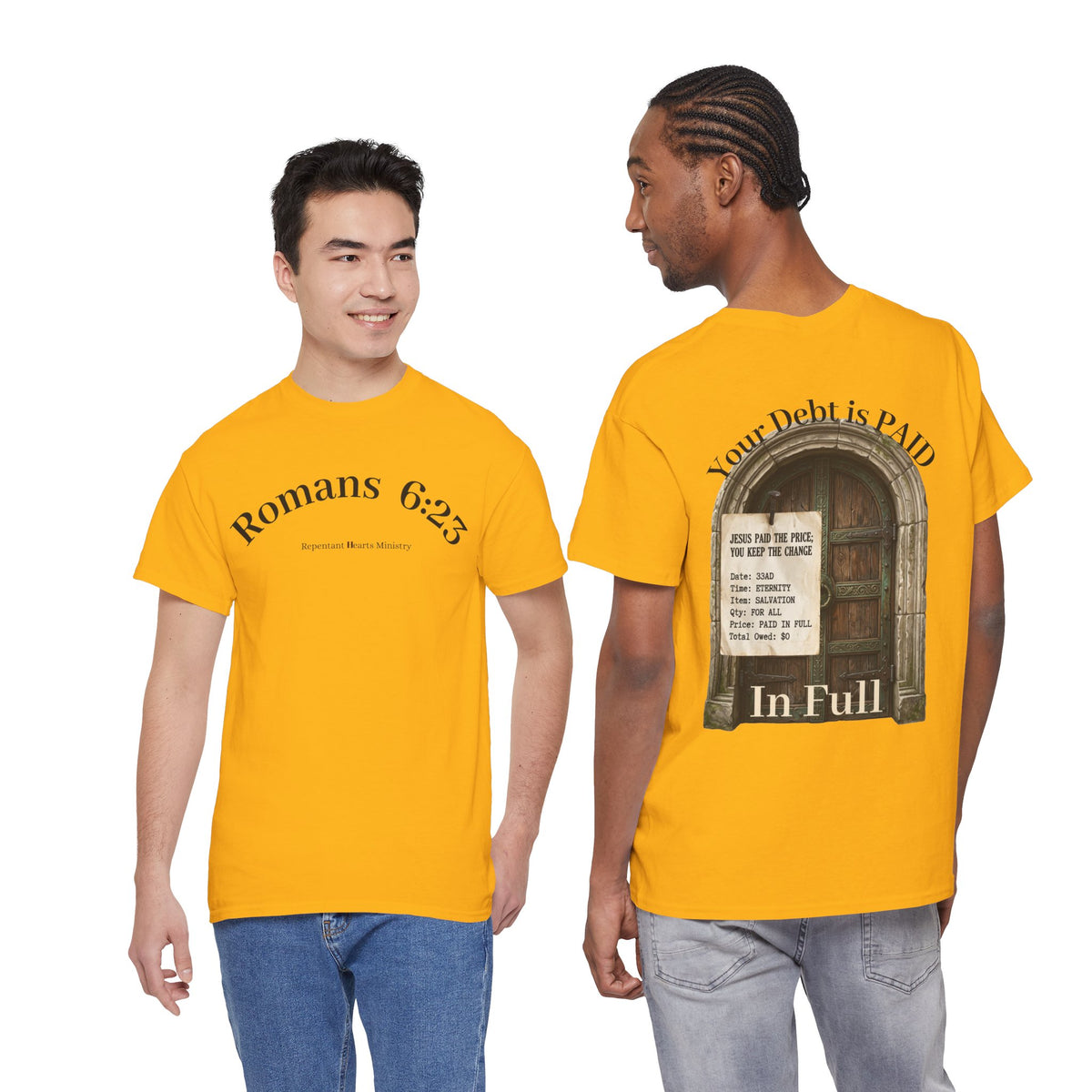 Your Debt Is Paid Romans 6:23 Inspirational- Christian Cross T-Shirt