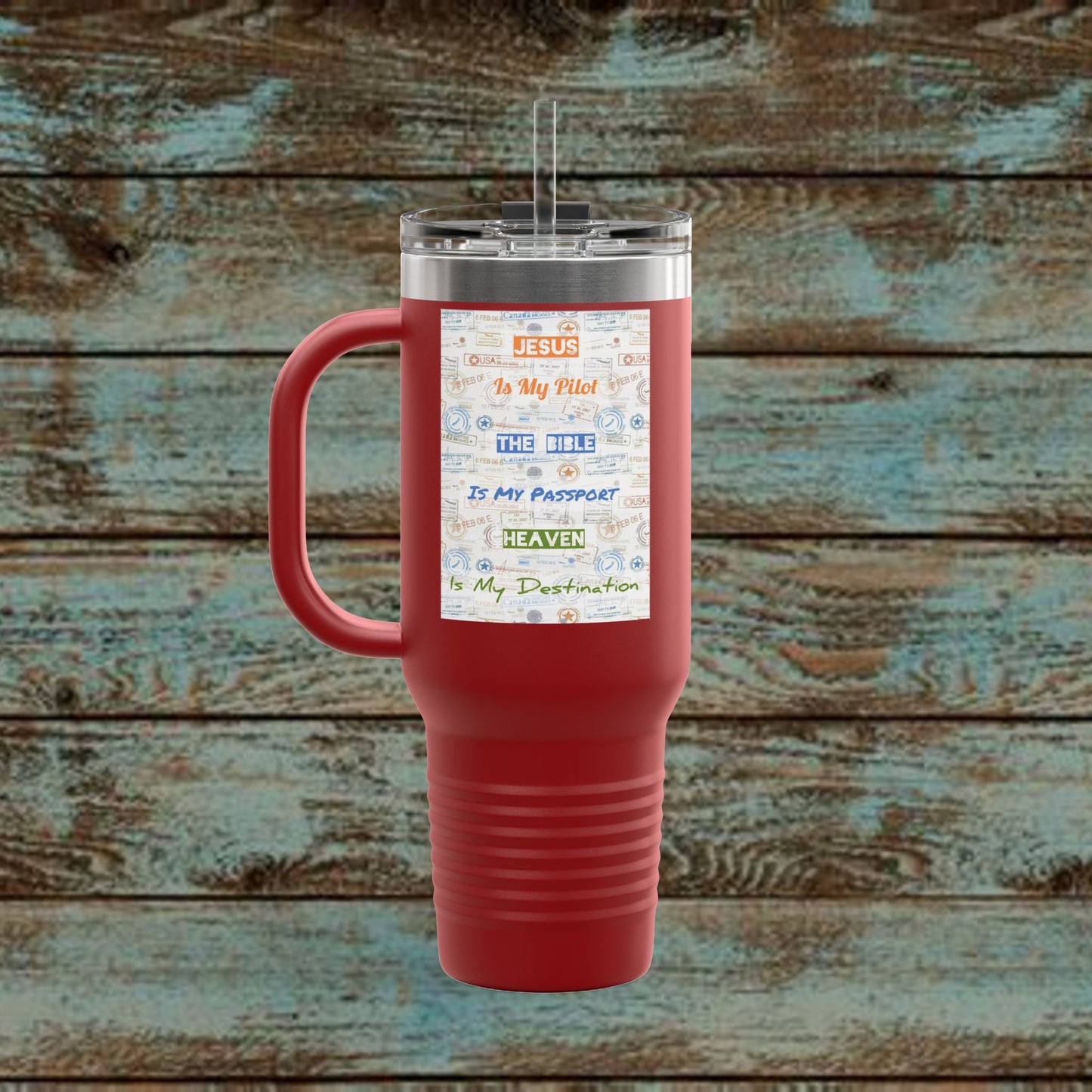 Faith Based Insulated Travel Mug – 40oz | Jesus is My Pilot Design | Perfect for Travelers & Pilots