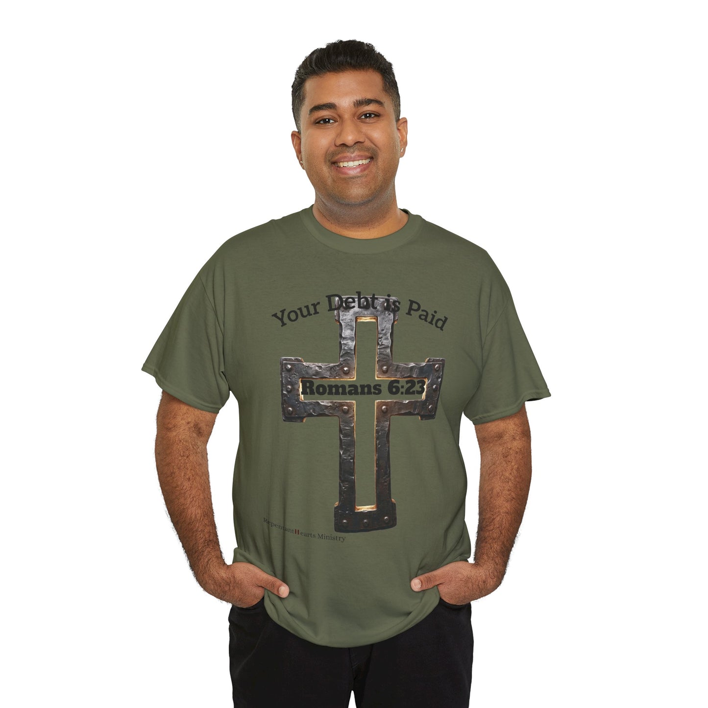 Your Debt Is Paid Romans 6:23 Inspirational- Christian Cross T-Shirt