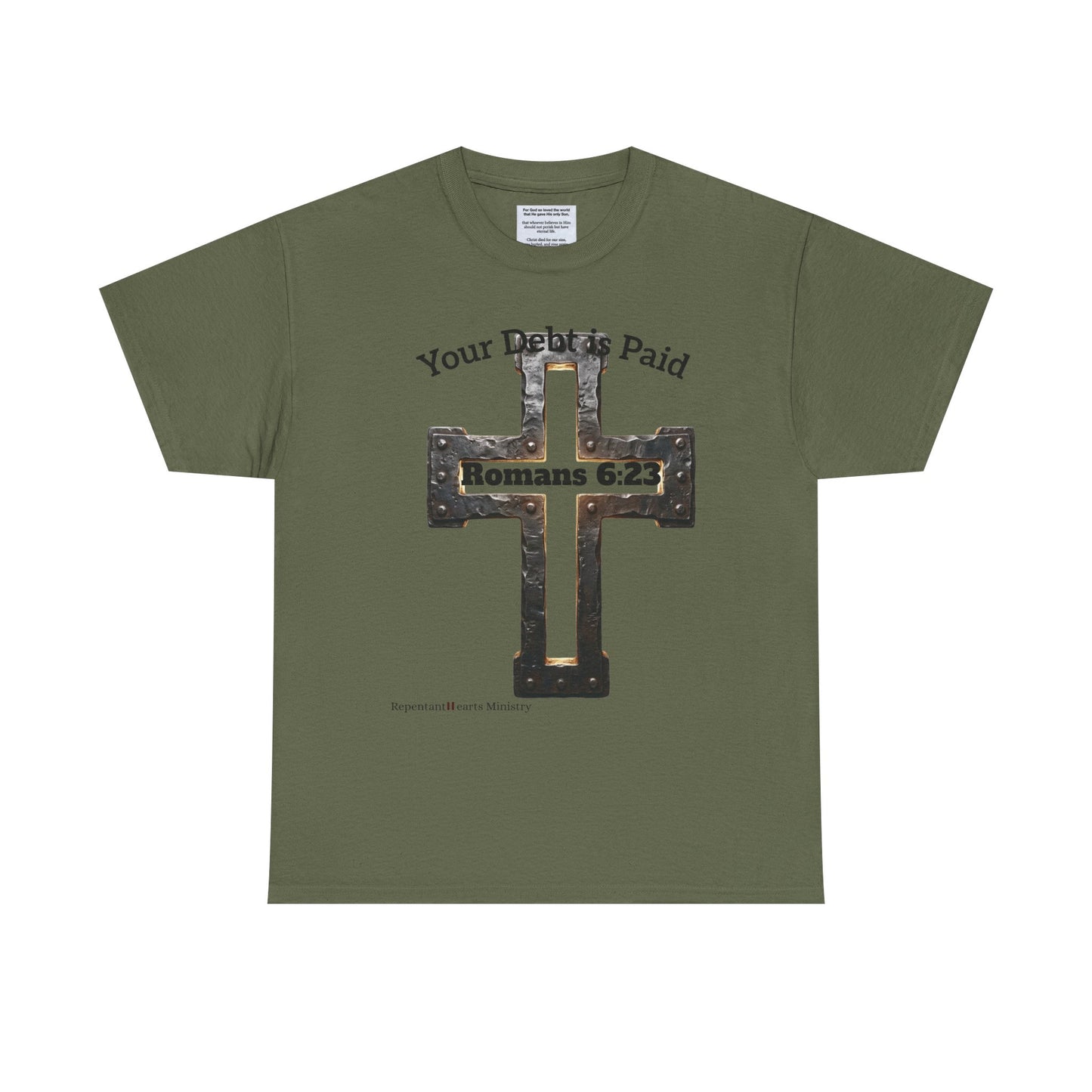 Your Debt Is Paid Romans 6:23 Inspirational- Christian Cross T-Shirt