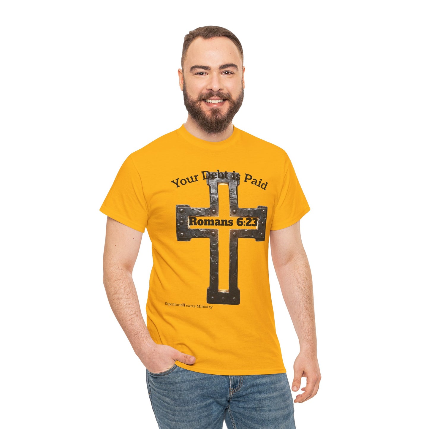 Your Debt Is Paid Romans 6:23 Inspirational- Christian Cross T-Shirt