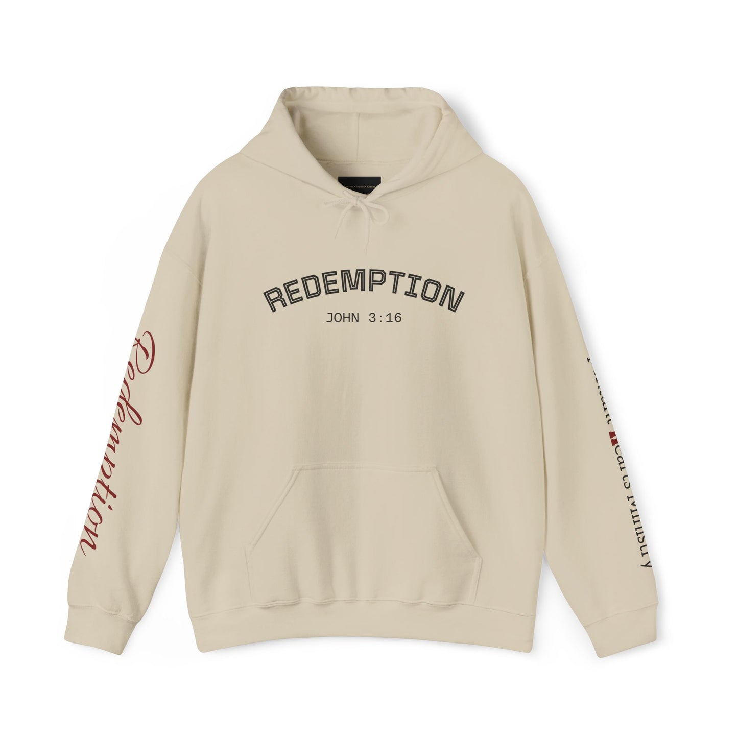 Redemption John 3:16 Hoodie — RHM Pullover with Scripture Back Print