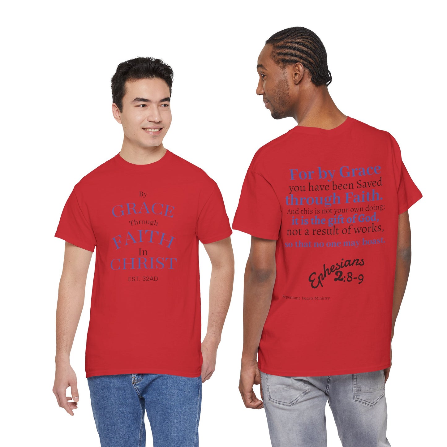 Ephesians 2:8-9 T-Shirt — "By Grace Through Faith in Christ" Christian Tee