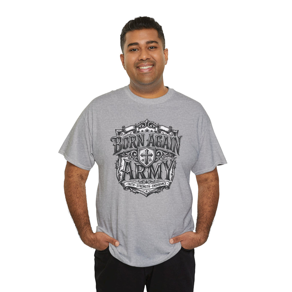 Born Again Army T-Shirt — Christian Faith Graphic Tee (1 Peter 1:23)