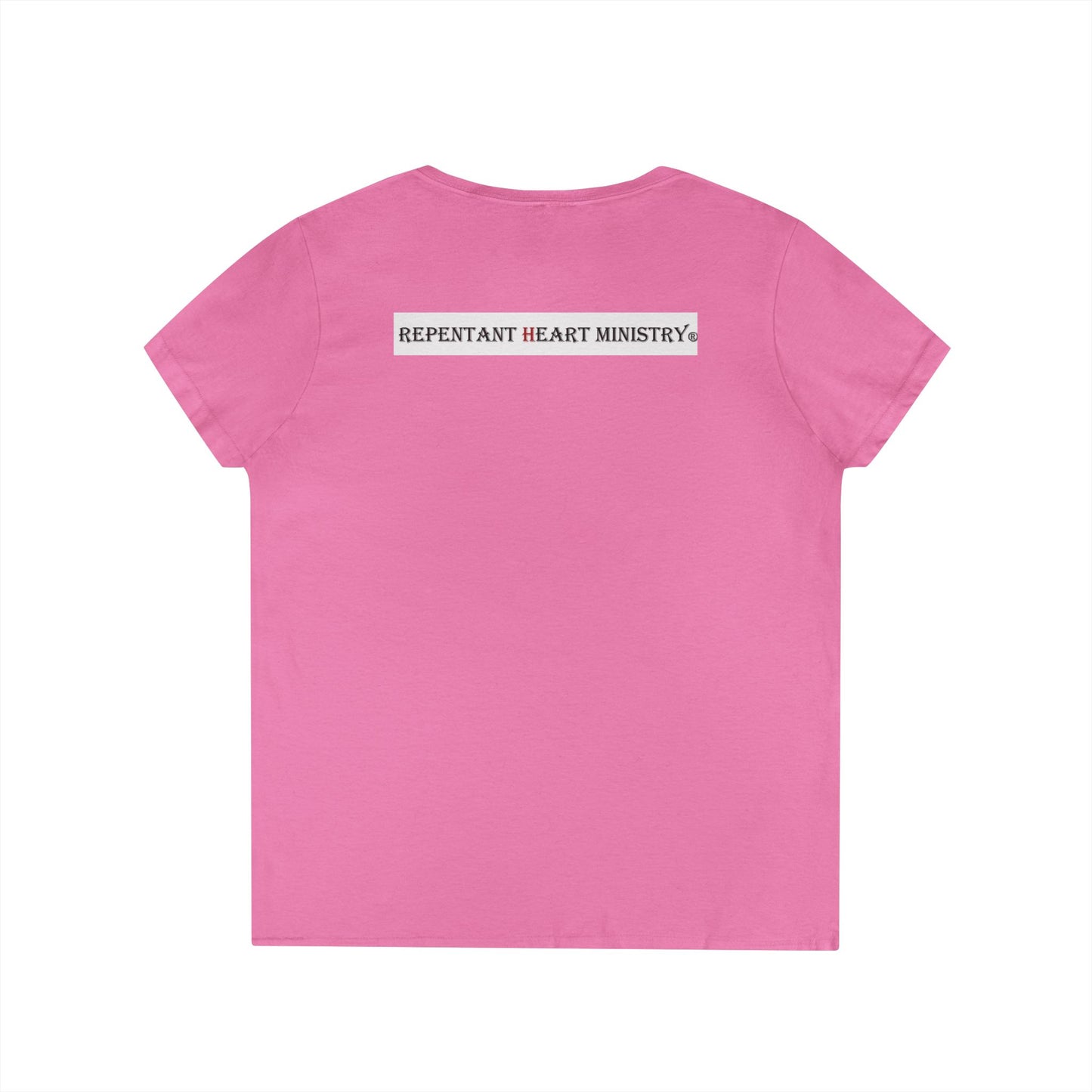 Biblical Ladies' V-Neck T-Shirt - God on the Mountain, Valley Design