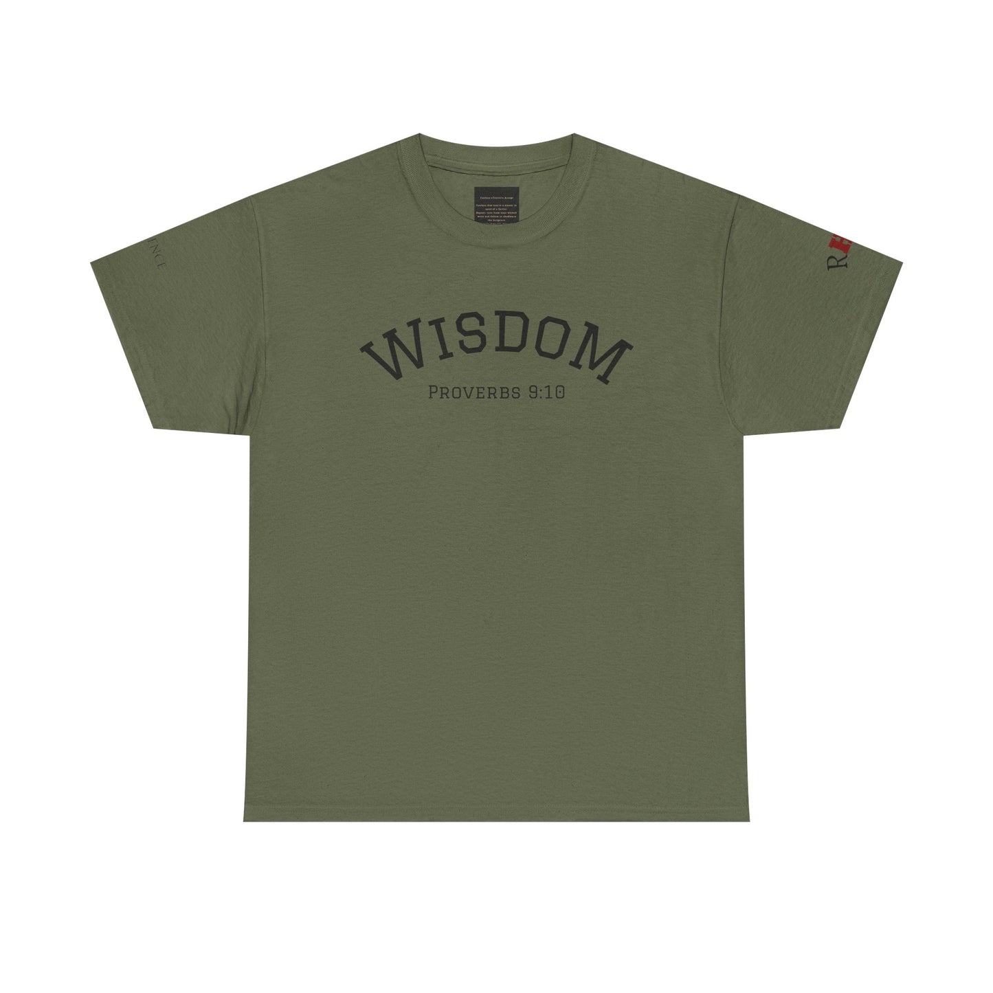 "Wisdom" Proverbs 9:10 T-shirt — "The fear of the Lord is the beginning of wisdom" Christian Scripture