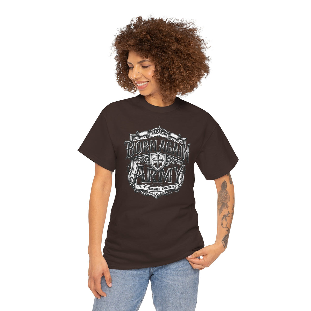 Born Again Army T-Shirt — Christian Faith Graphic Tee (1 Peter 1:23)