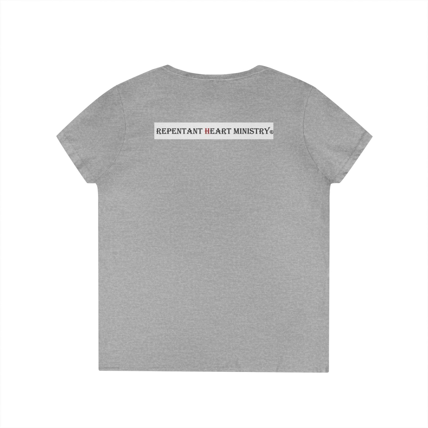 Biblical Ladies' V-Neck T-Shirt - God on the Mountain, Valley Design