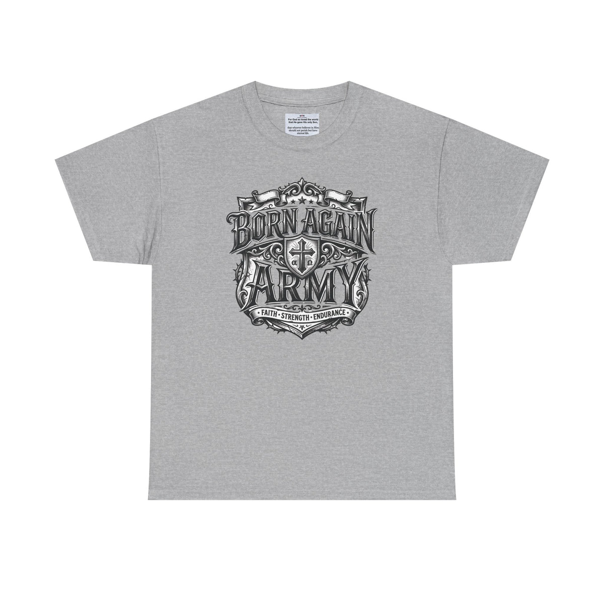 Born Again Army T-Shirt — Christian Faith Graphic Tee (1 Peter 1:23)