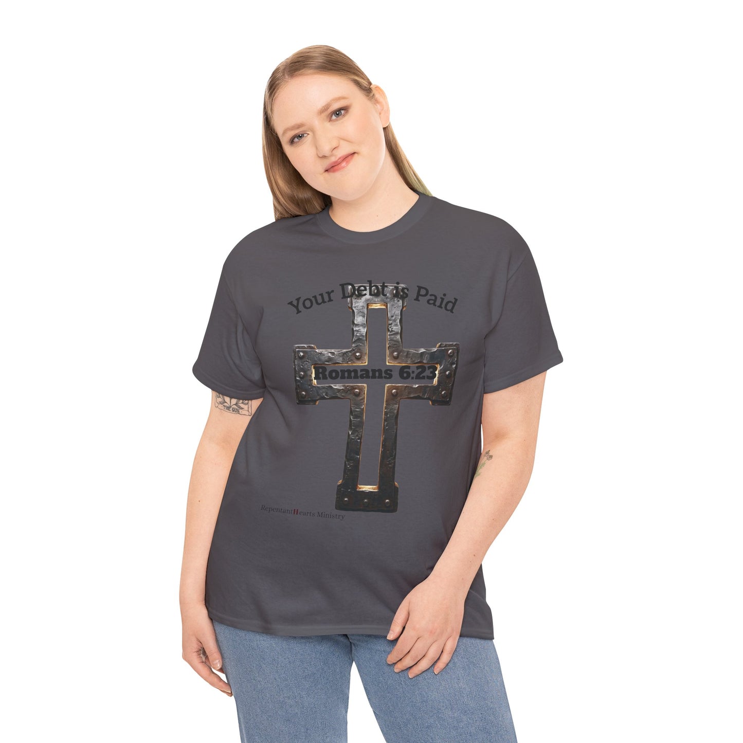 Your Debt Is Paid Romans 6:23 Inspirational- Christian Cross T-Shirt