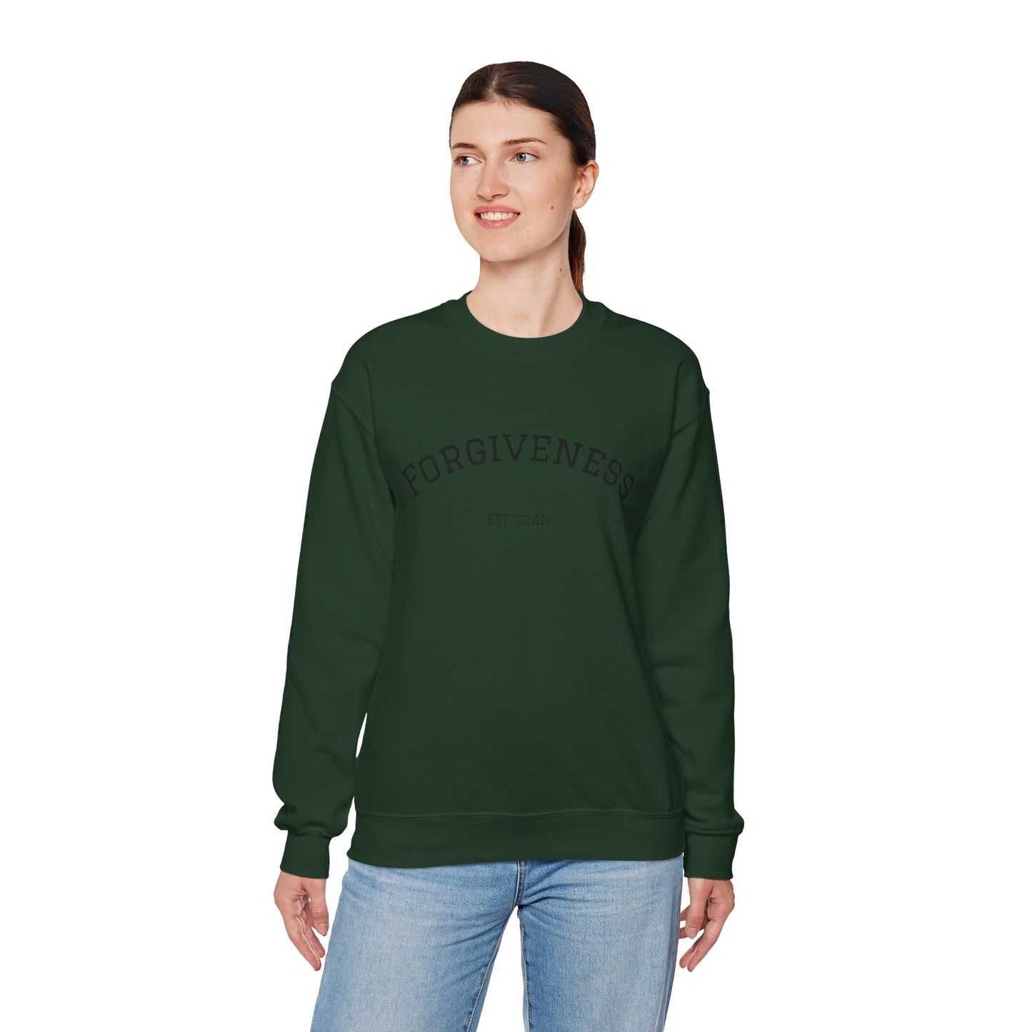 Forgiveness Crewneck Sweatshirt (Romans 10:9) — Christian Faith Verse Pullover