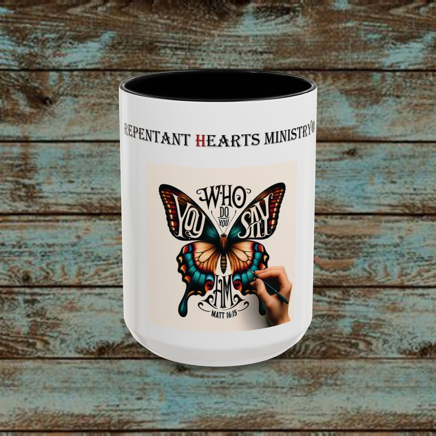 Cup Biblical Butterfly Accent Coffee Mug - "Who Do You Say I Am"