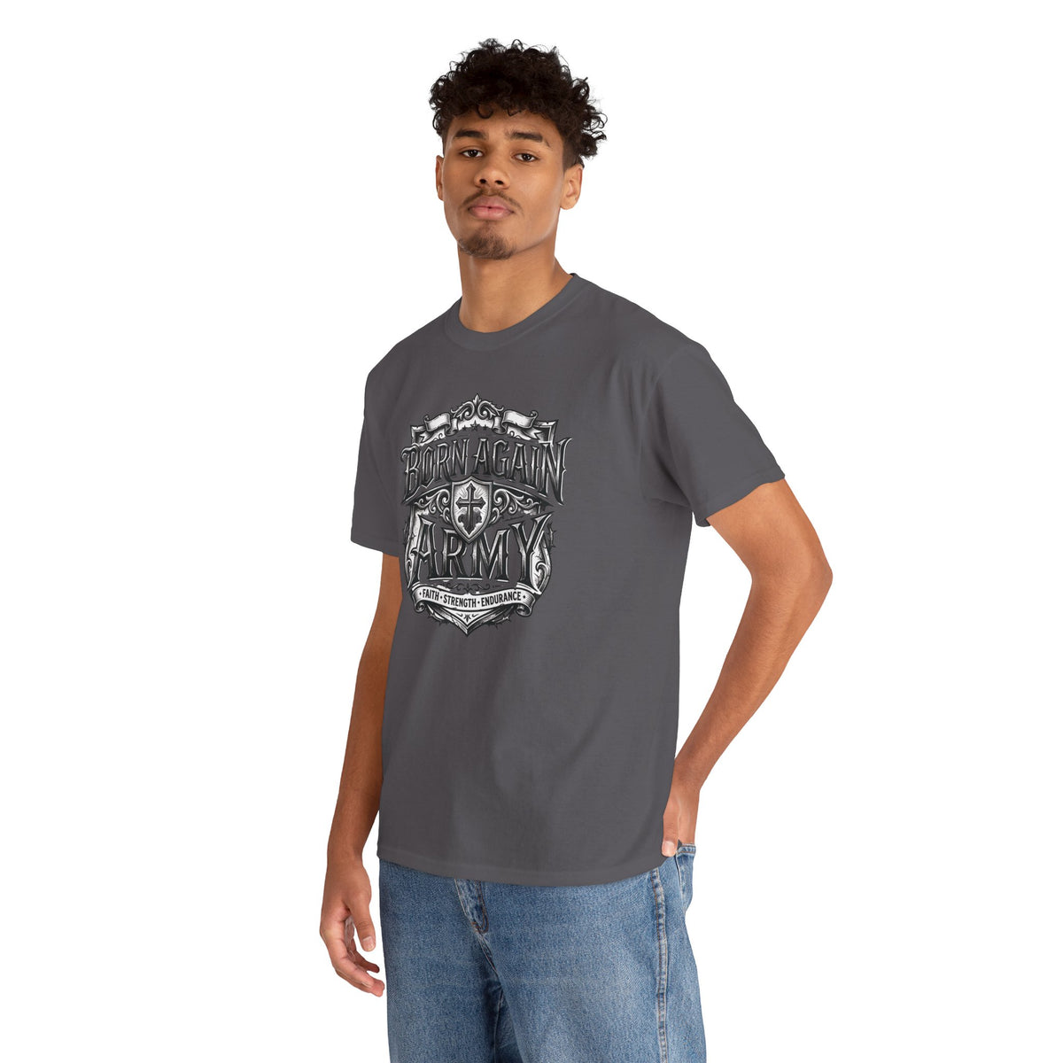 Born Again Army T-Shirt — Christian Faith Graphic Tee (1 Peter 1:23)