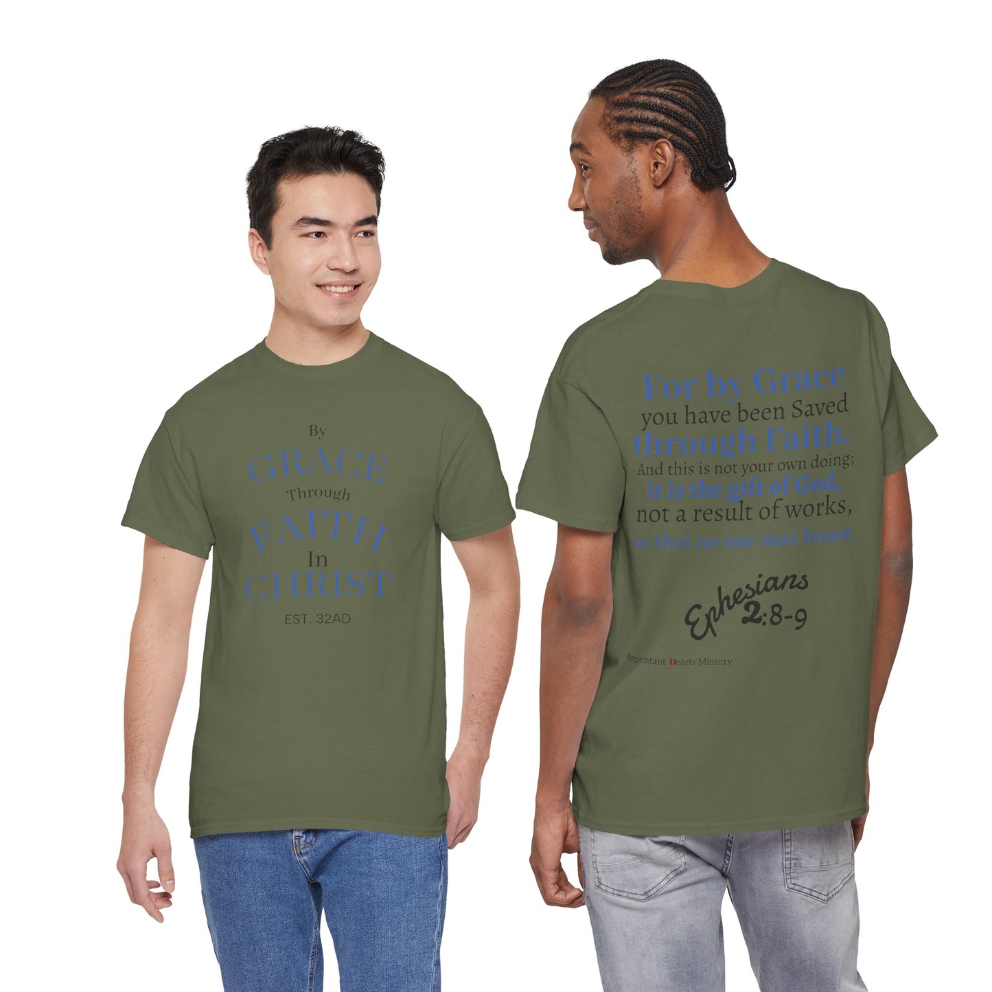 Ephesians 2:8-9 T-Shirt — "By Grace Through Faith in Christ" Christian Tee