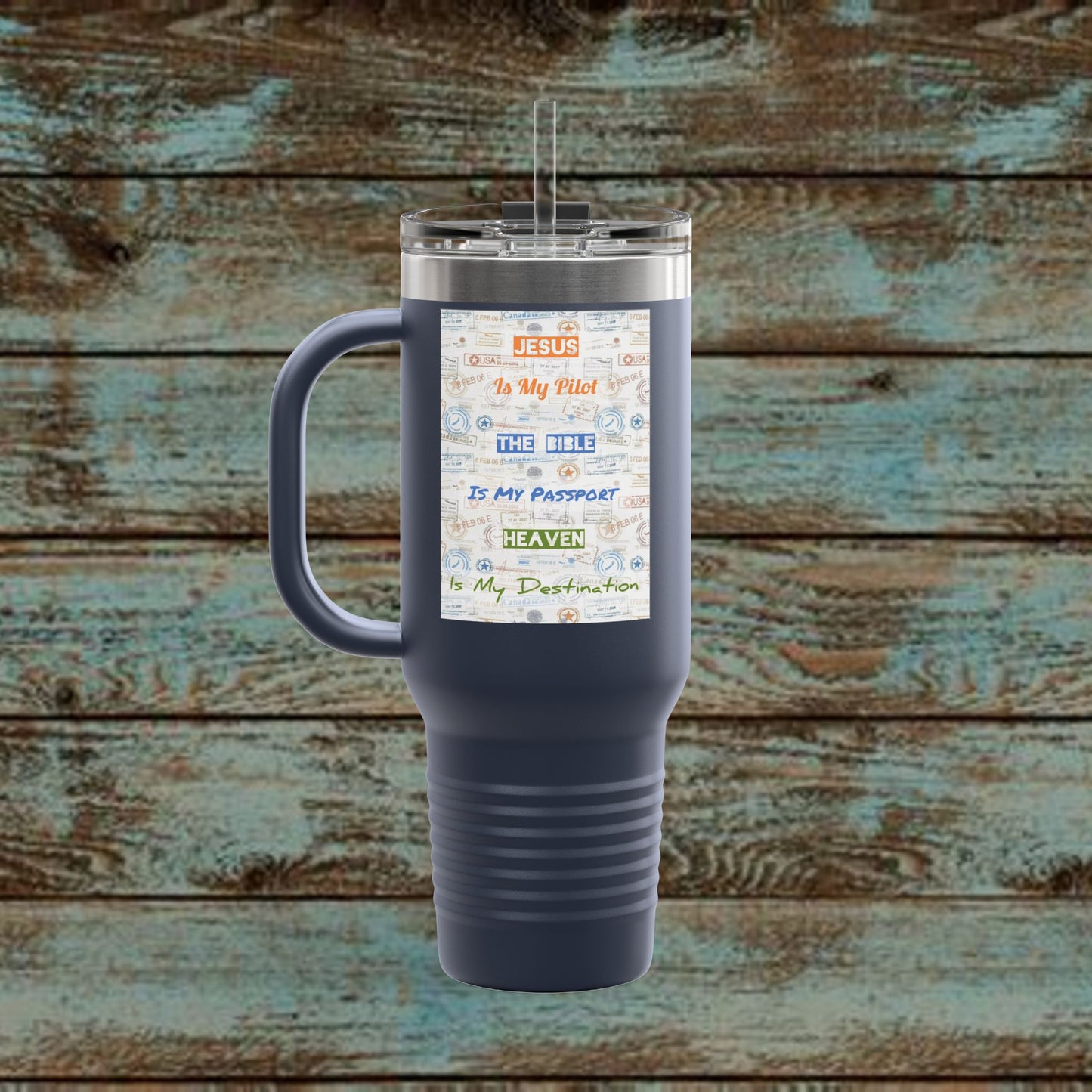 Faith Based Insulated Travel Mug – 40oz | Jesus is My Pilot Design | Perfect for Travelers & Pilots