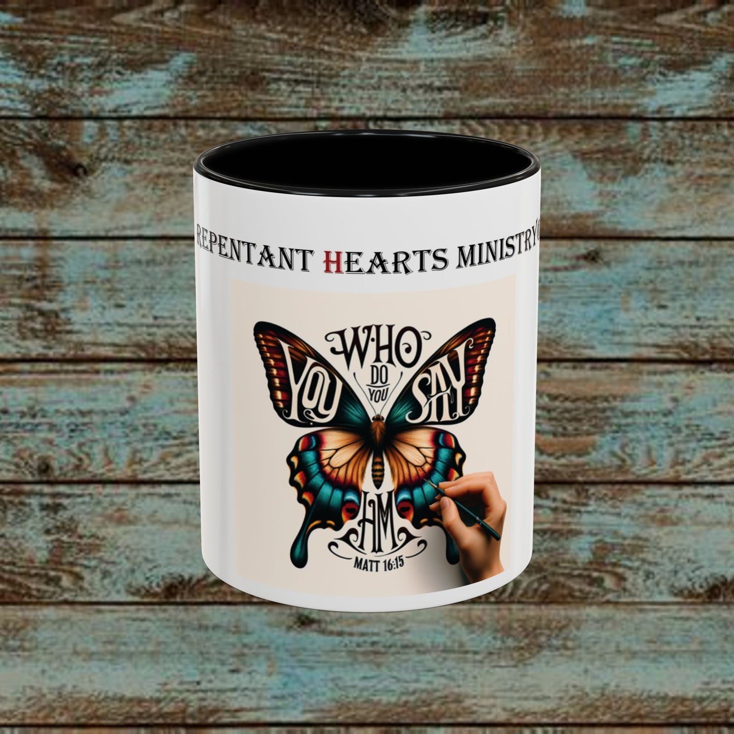 Cup Biblical Butterfly Accent Coffee Mug - "Who Do You Say I Am"