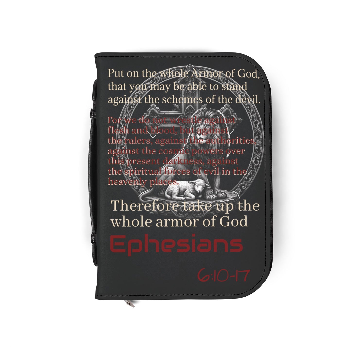 Bible Cover/ Case - Ephesians 6:10-13 & Lev. 26:12 RHM
