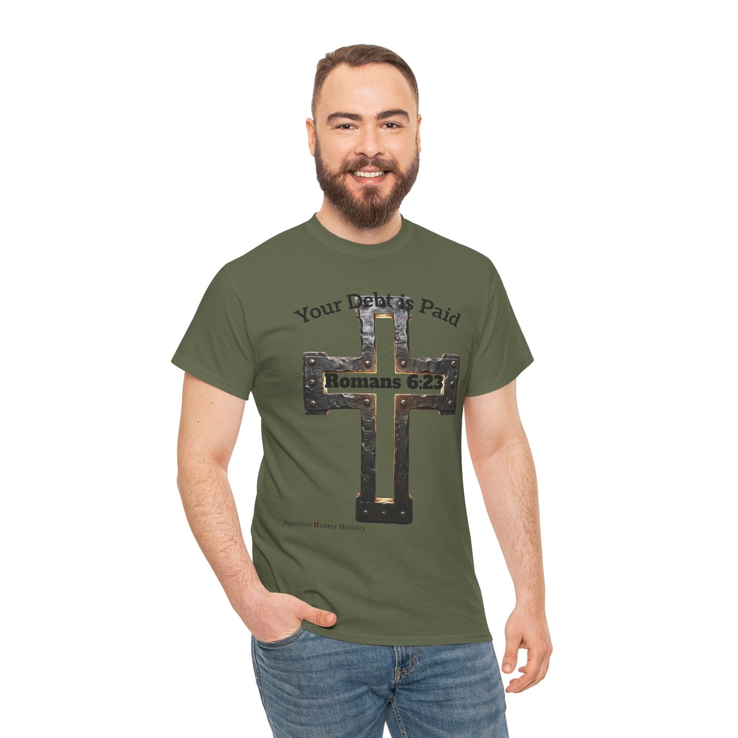 Your Debt Is Paid Romans 6:23 Inspirational- Christian Cross T-Shirt